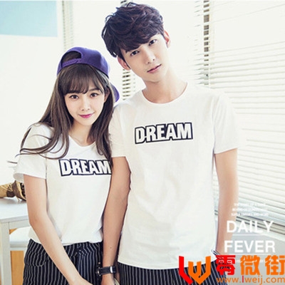夏季新款dream字母印花休闲学生情侣T恤男女上衣