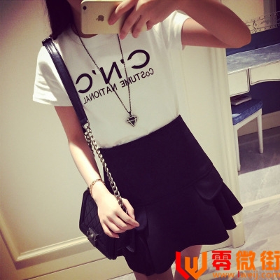 夏季新款休闲时尚街头潮流印花字母短袖T恤女